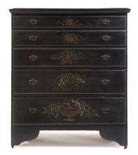An American Ebonized Mule Chest Height 43 x width 37 1/4 x depth 18 1/2 inches.
