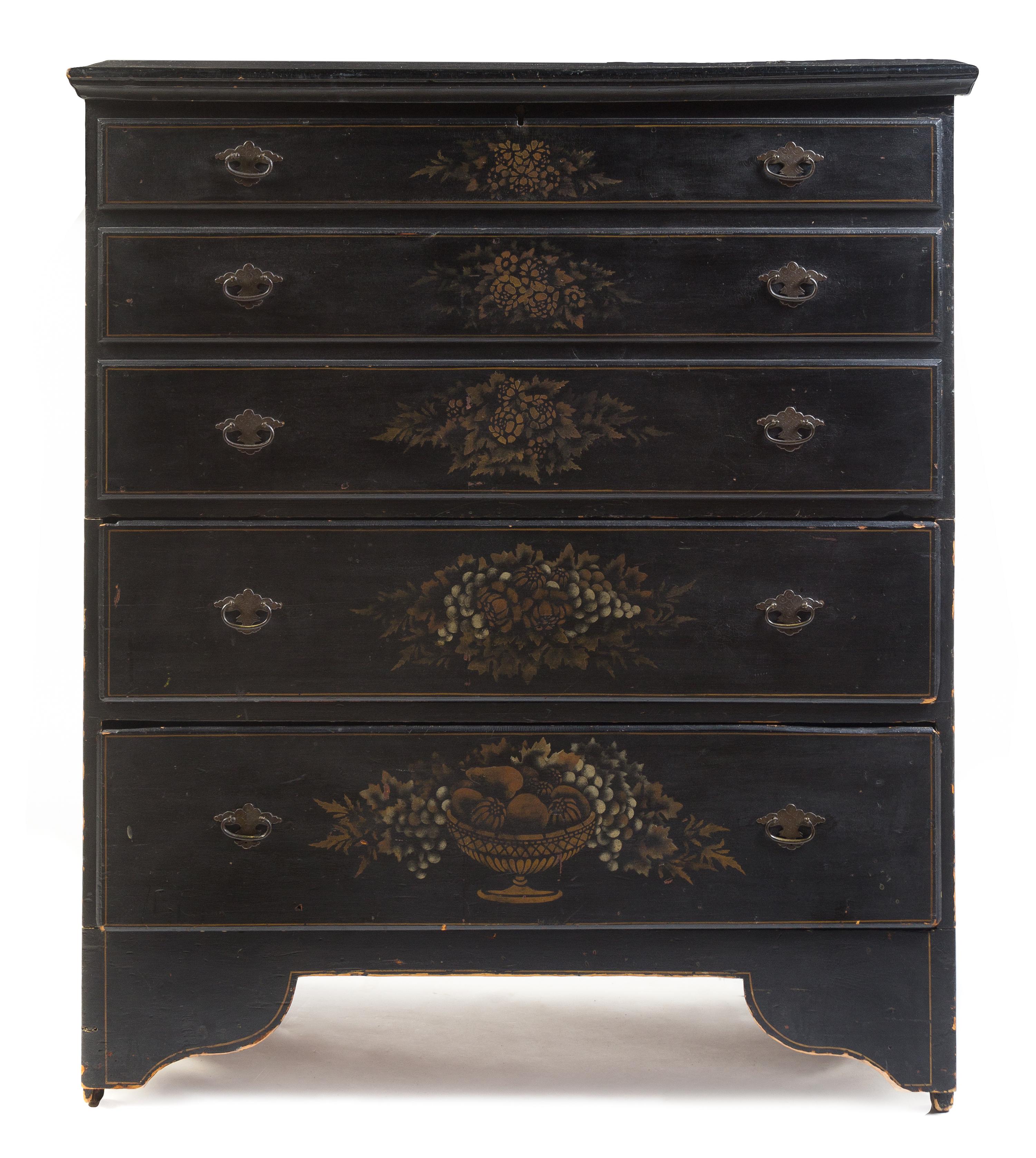 An American Ebonized Mule Chest Height 43 x width 37 1/4 x depth 18 1/2 inches.
