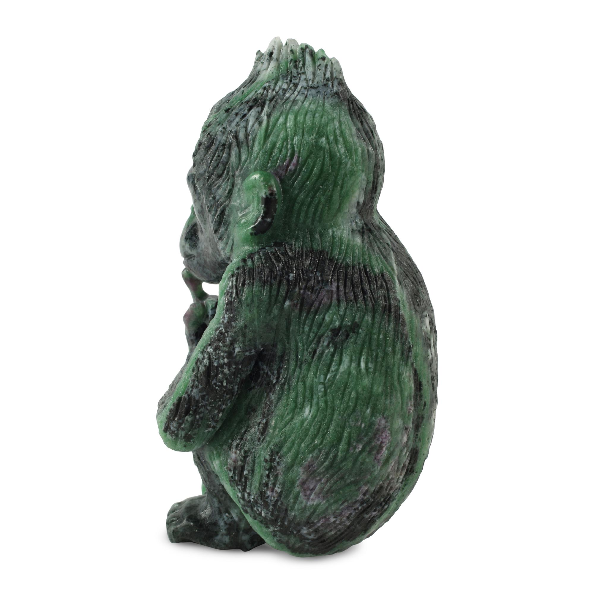 A Carved Ruby Zoisite Figure of a Monkey