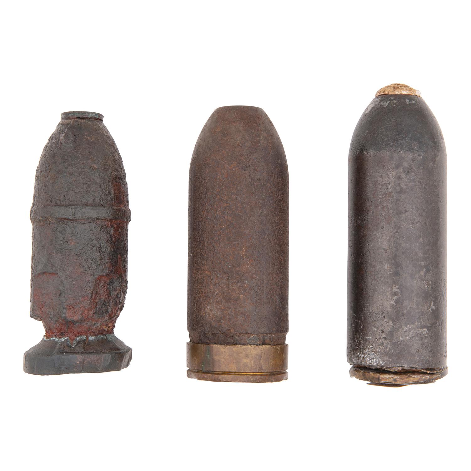 Three Excavated Civil War Artillery Shells, Including a CS Read, a Eureka and a Parrott