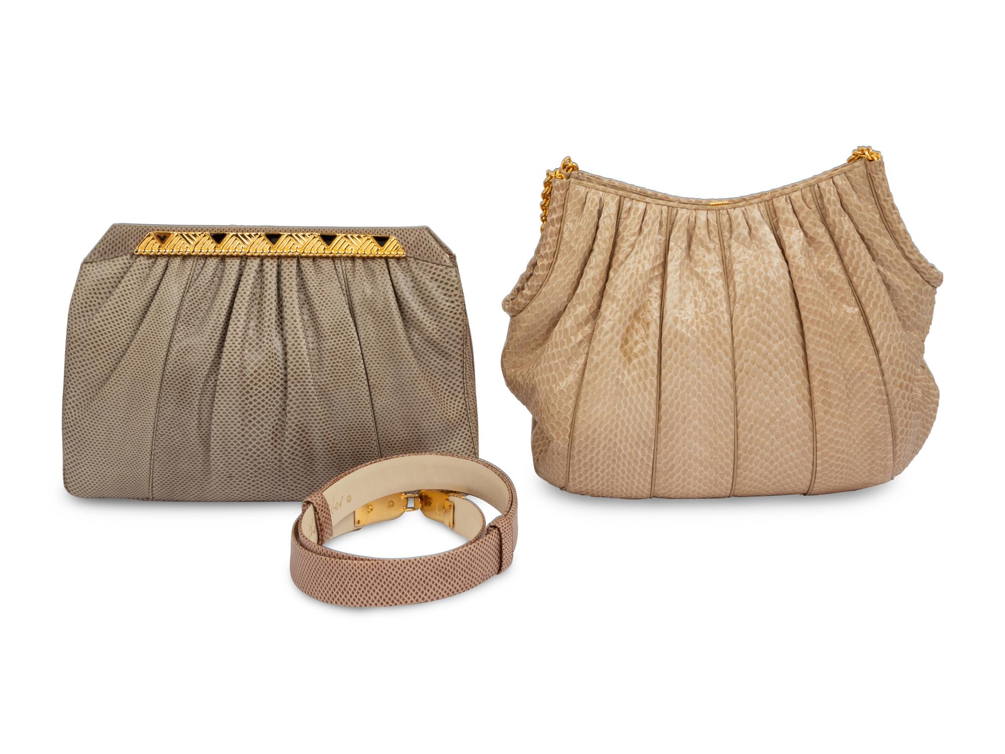 Three Judith Leiber Items: One Belt, Two Bags, 1980s