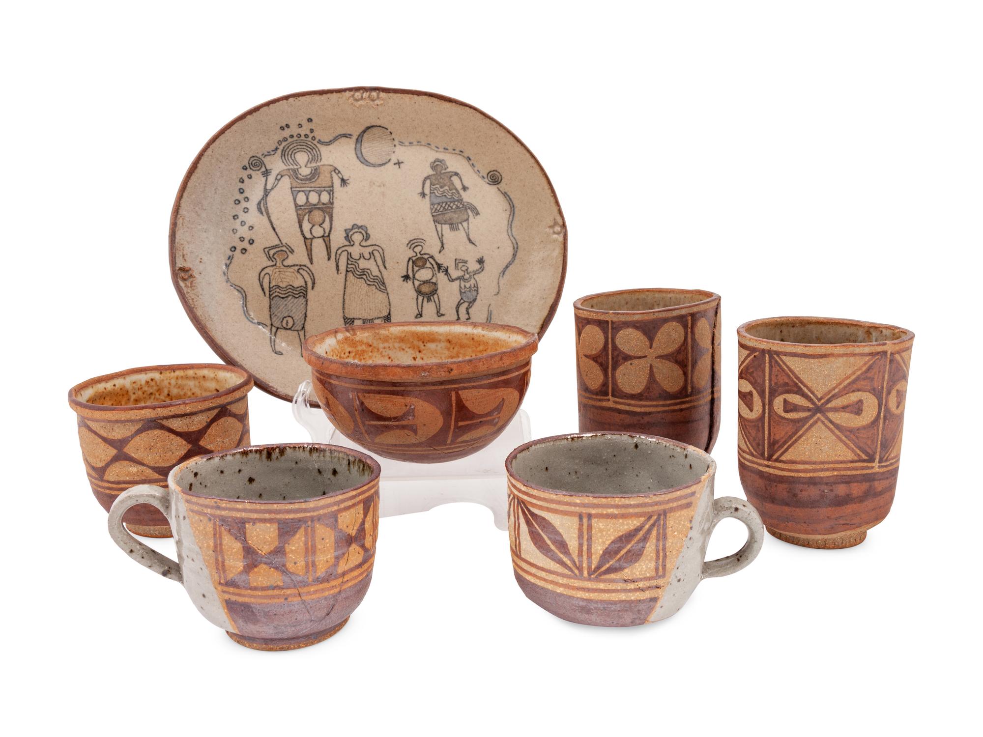 A Group of Seven Stoneware Dishes