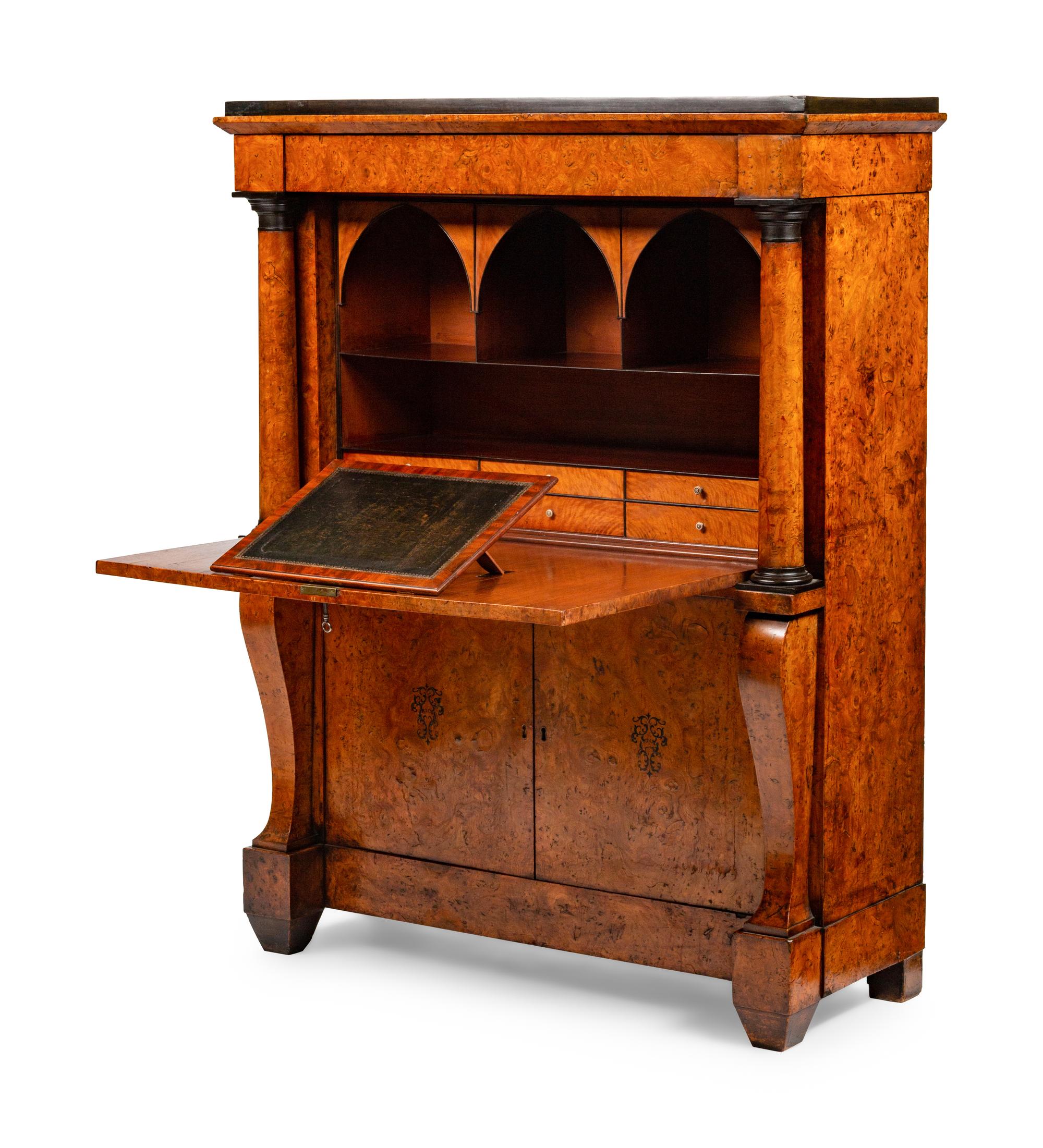 A French Burled Walnut Secretaire a Abattant — 19TH CENTURY