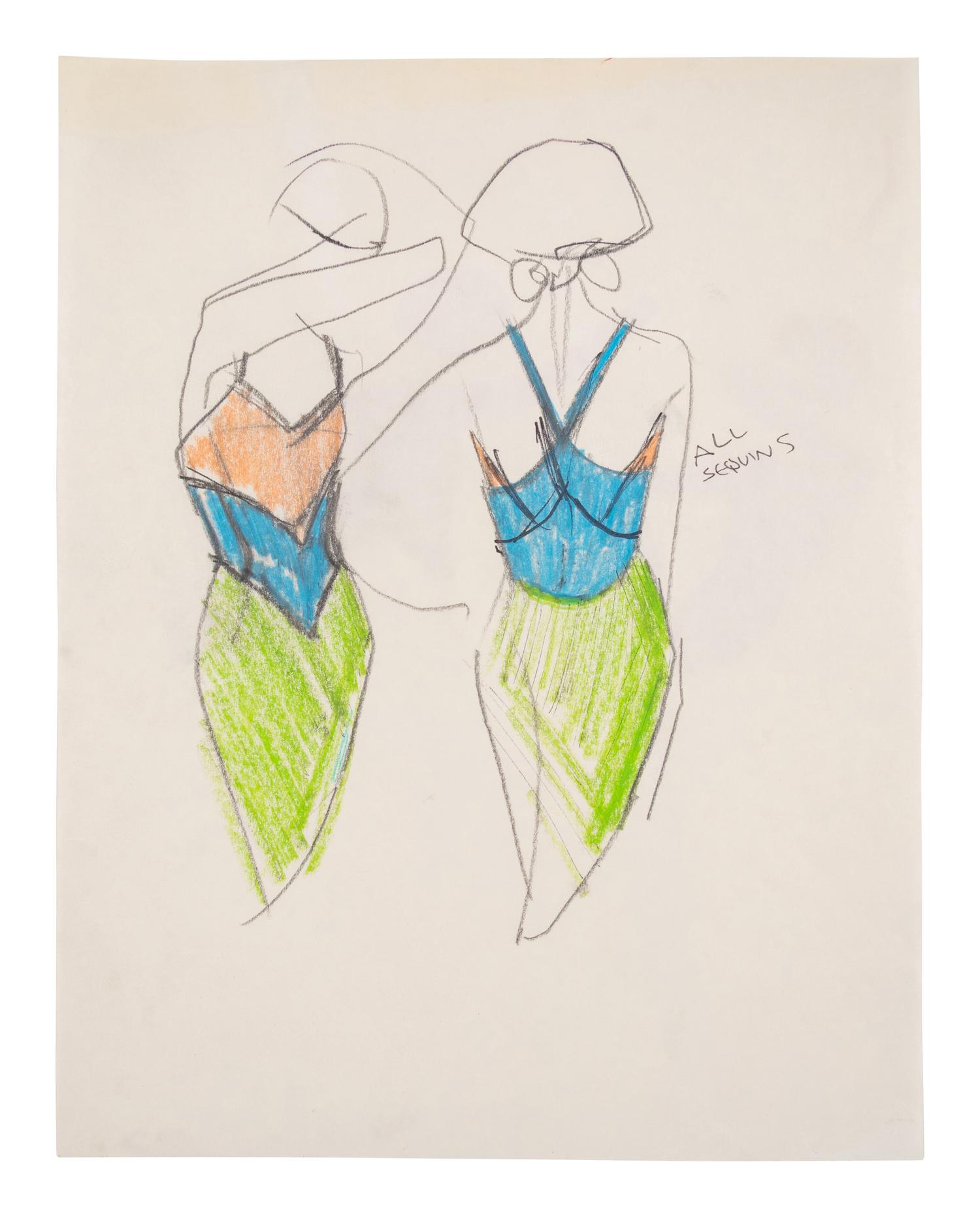 Group of Fifteen Geoffrey Beene Fashion Sketches , by Alfredo Cabrera
