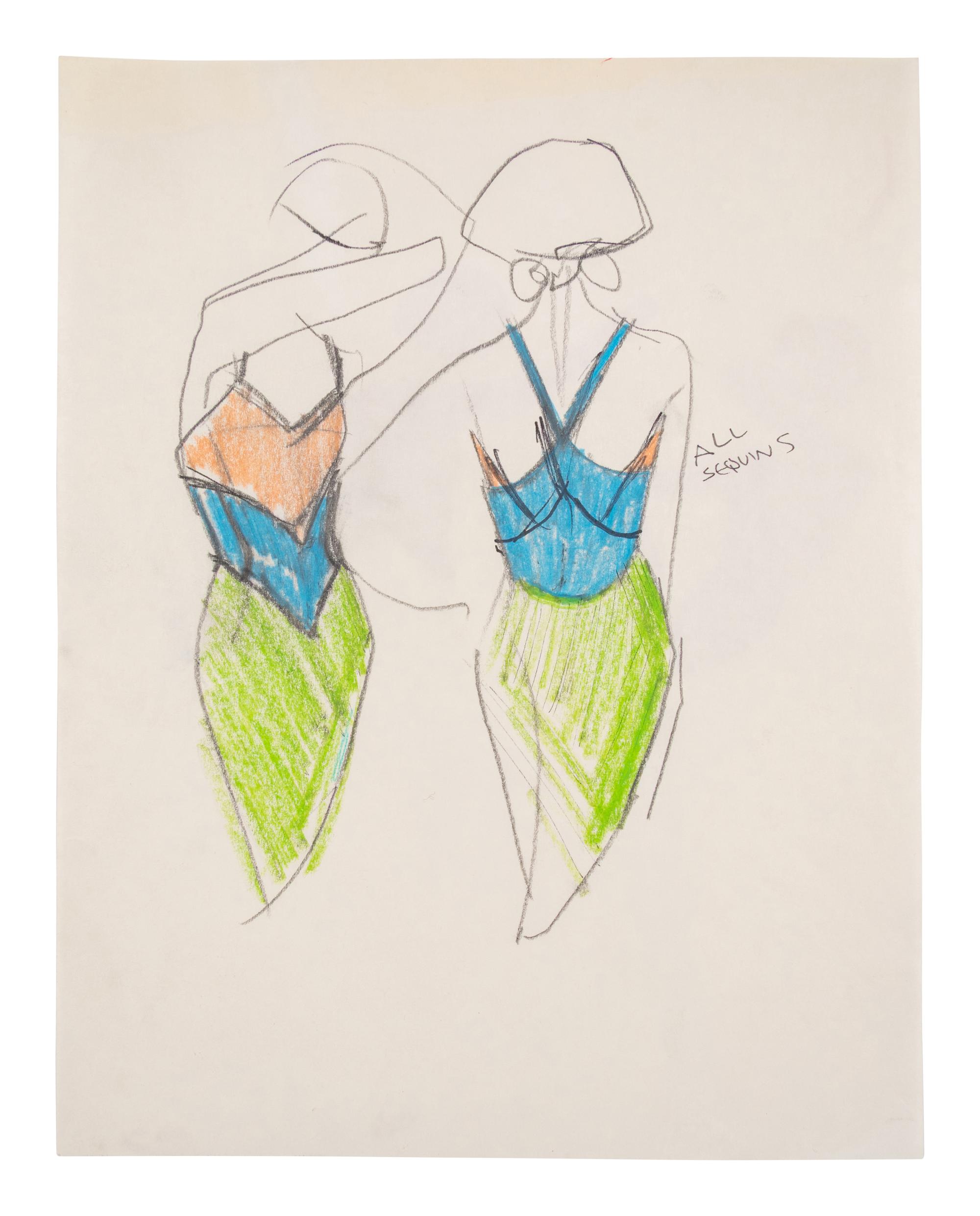 Group of Fifteen Geoffrey Beene Fashion Sketches , by Alfredo Cabrera
