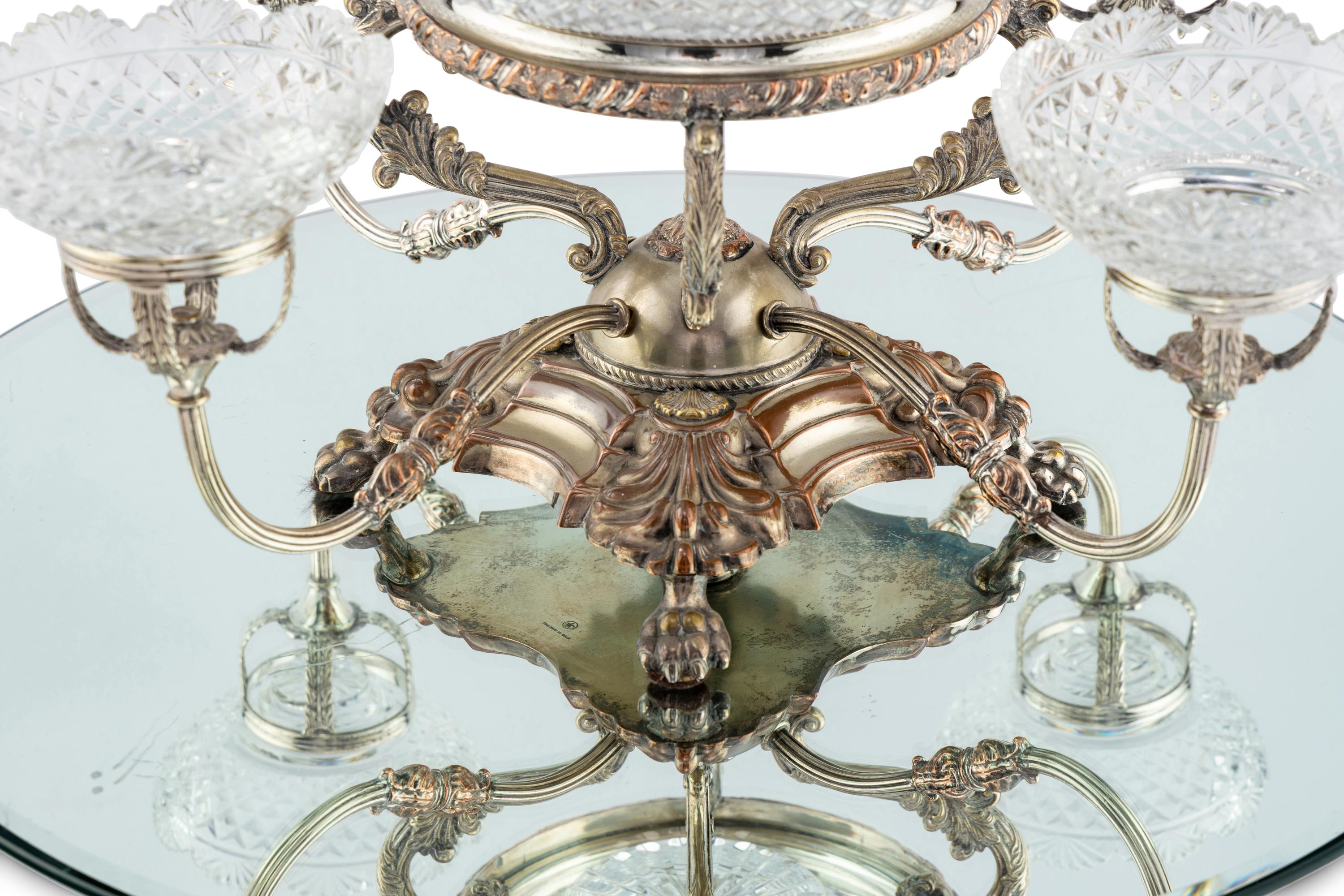 An English Silver-Plate and Cut Glass Epergne