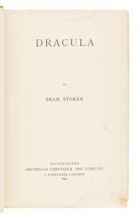 STOKER, Bram (1847-1912). Dracula . Westminster: Archibald Constable and Company, 1897.