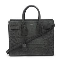 SAINT LAURENT, SAC DU JOUR IN CROC-EFFECT SUEDED LEATHER