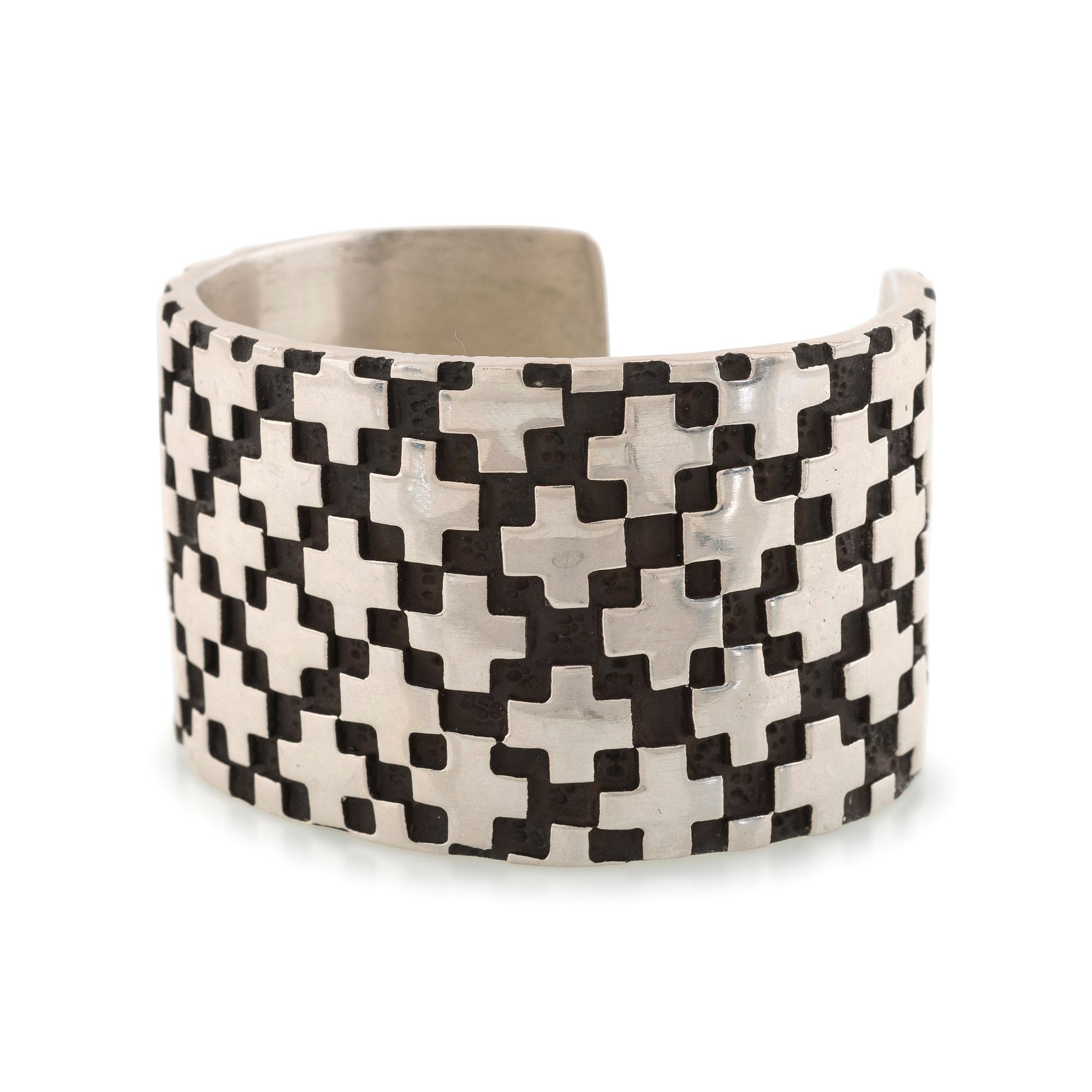 Heavy Cast Silver Cuff Bracelet, with Cross Design