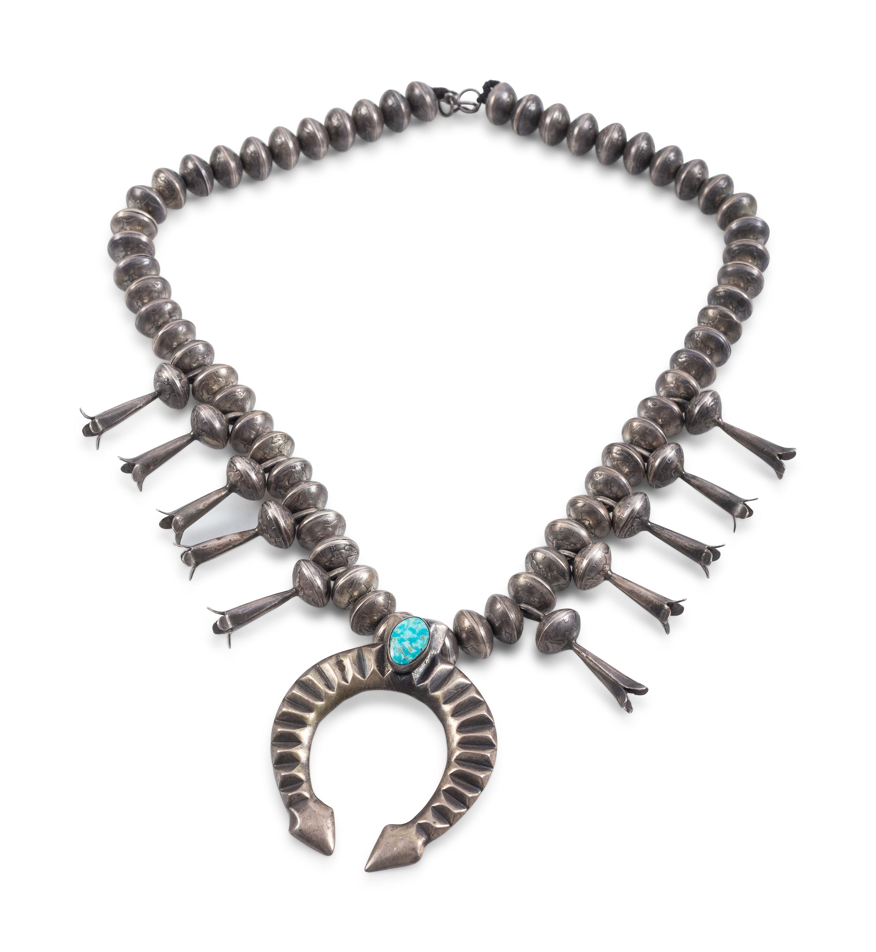Navajo Mercury Dime Squash Blossom Necklace