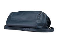 Large Navy Blue Drawstring Purse, with Sand Cast Silver Decoration