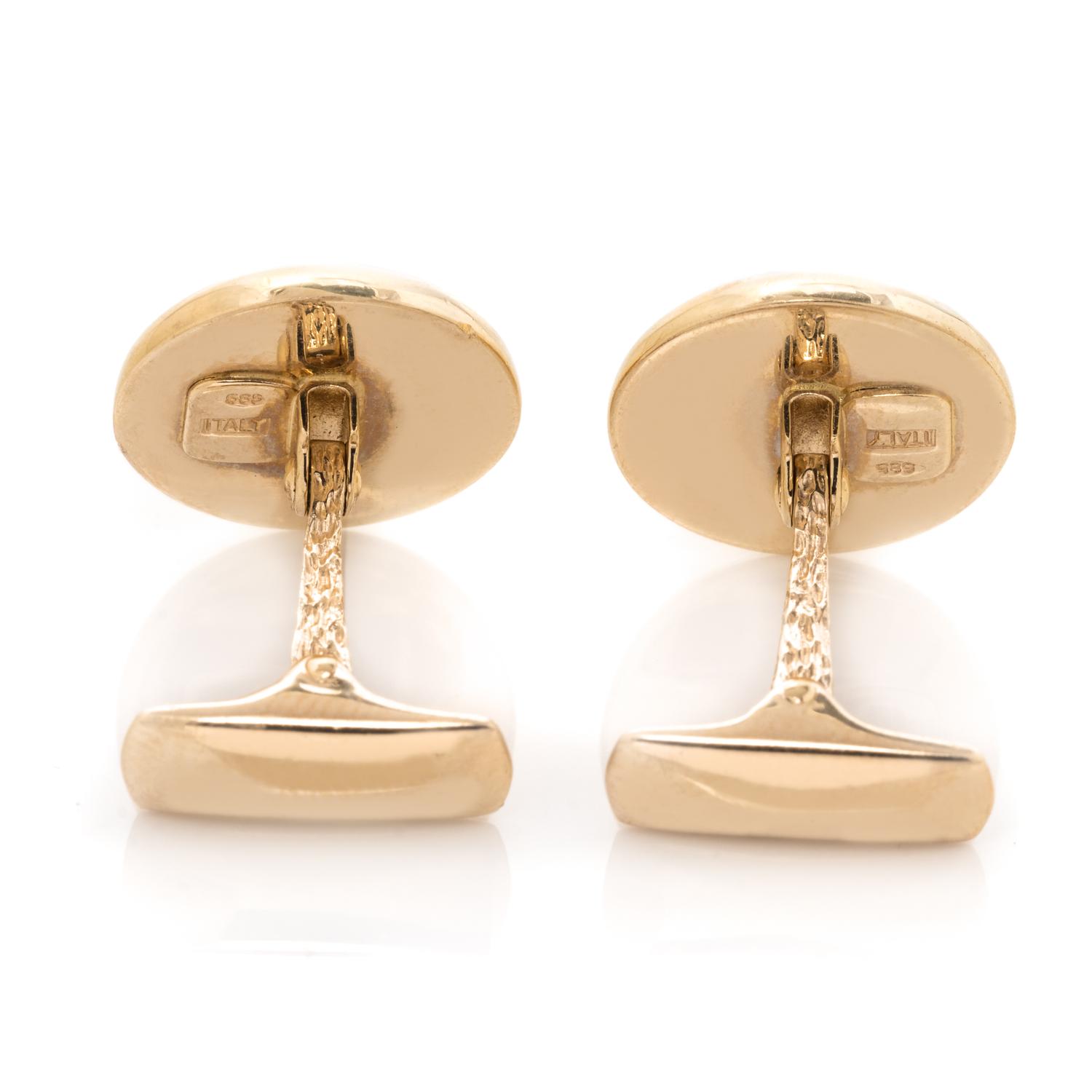 MOTHER-OF-PEARL AND DIAMOND CUFFLINKS