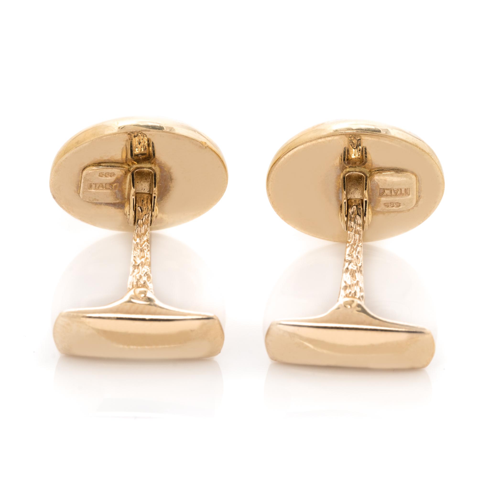 MOTHER-OF-PEARL AND DIAMOND CUFFLINKS