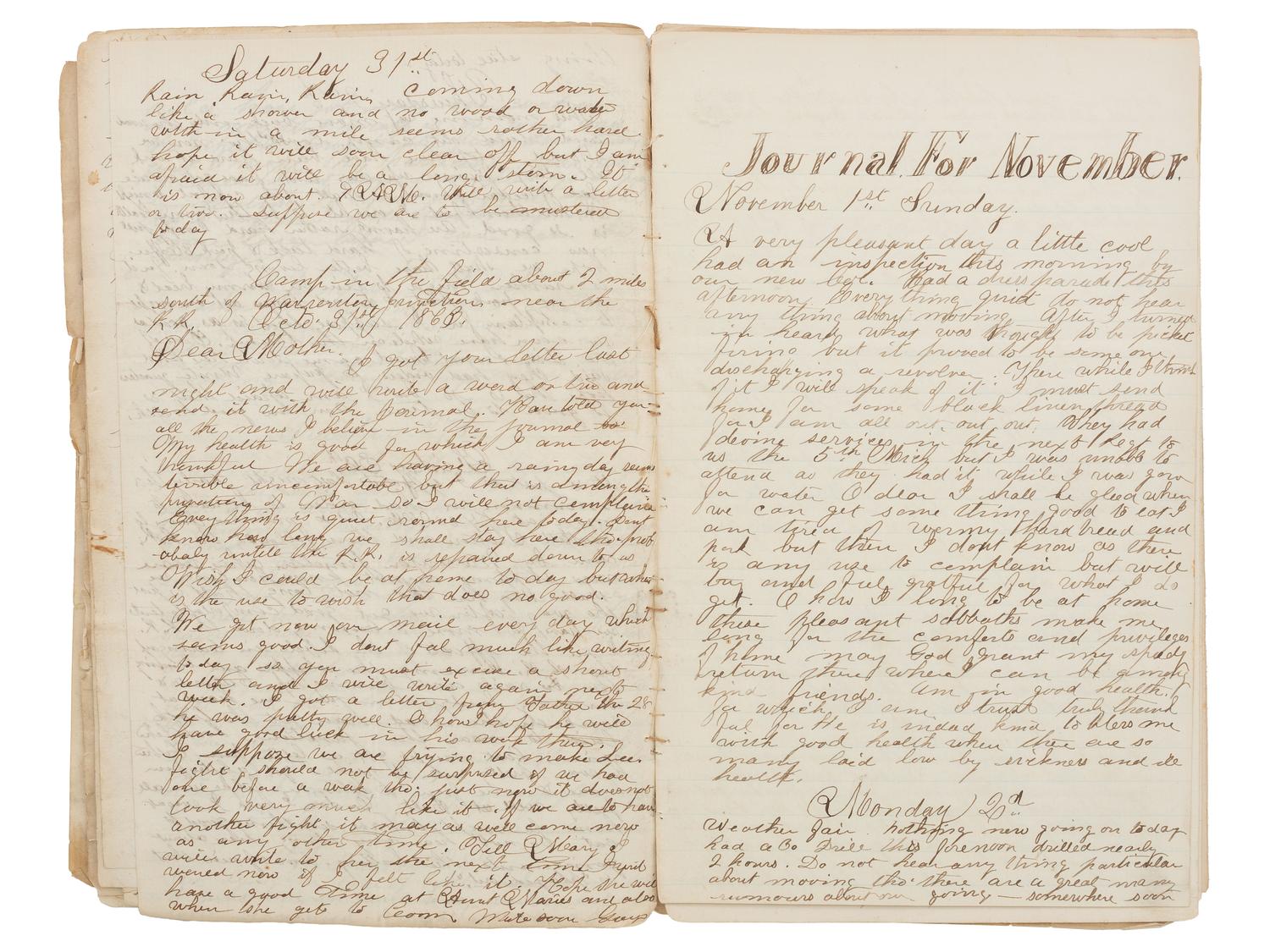 [CIVIL WAR]. Archive of George O. Currier, 17th Maine Infantry, incl. journal with significant GETTYSBURG content, among other important battles. 1863-64.