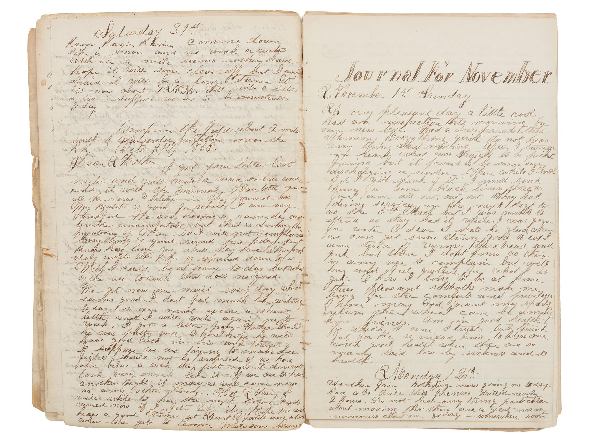 [CIVIL WAR]. Archive of George O. Currier, 17th Maine Infantry, incl. journal with significant GETTYSBURG content, among other important battles. 1863-64.