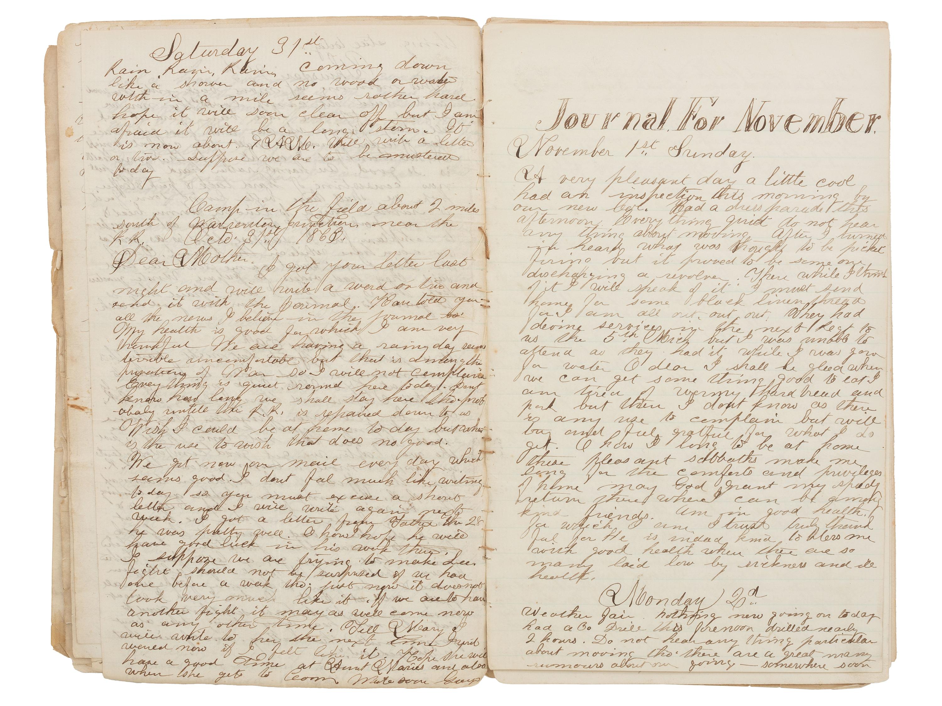 [CIVIL WAR]. Archive of George O. Currier, 17th Maine Infantry, incl. journal with significant GETTYSBURG content, among other important battles. 1863-64.