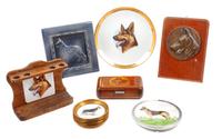 A Collection of Twelve German Shepherd Table Articles Diameter of plate 9 3/4 inches.