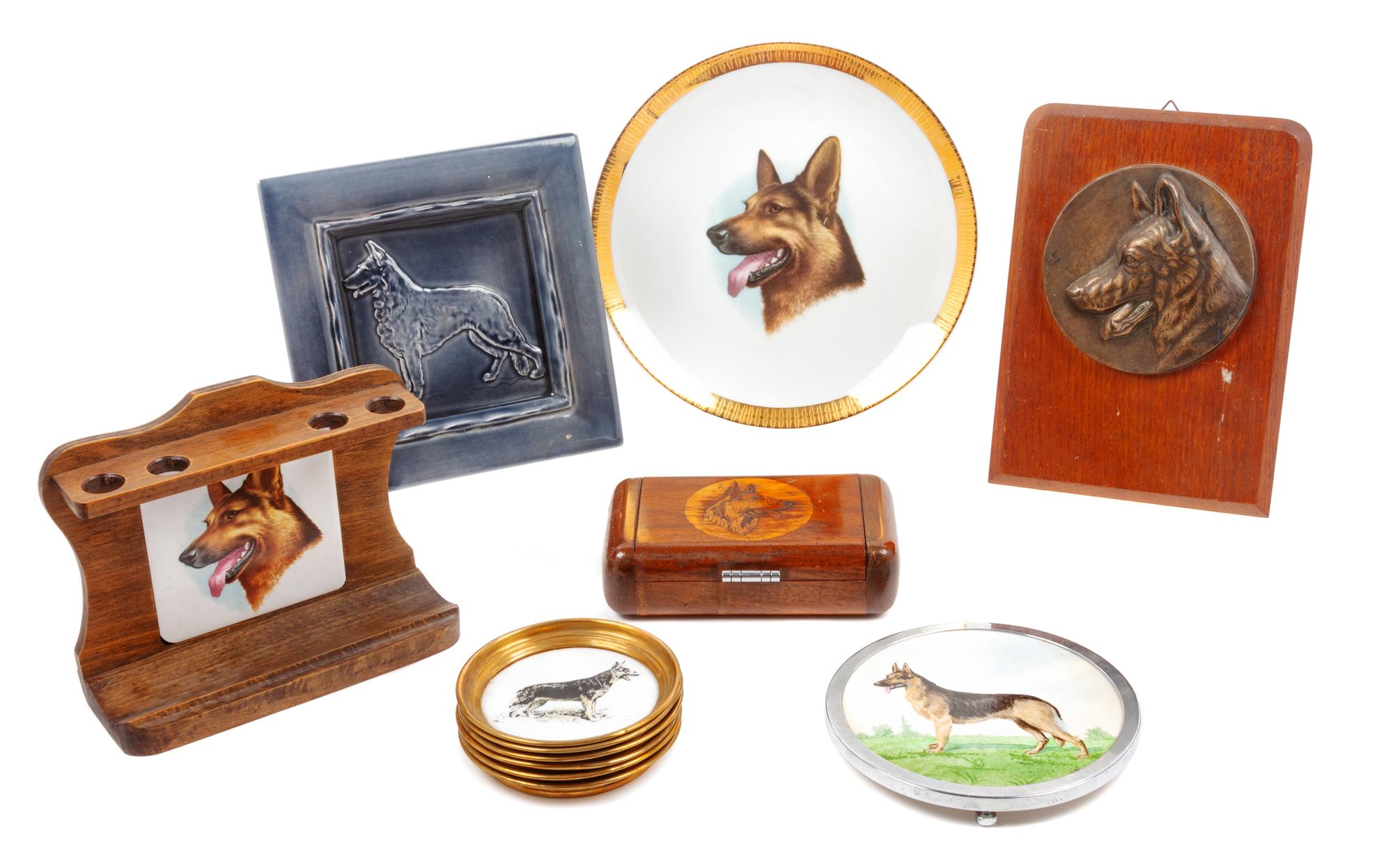 A Collection of Twelve German Shepherd Table Articles Diameter of plate 9 3/4 inches.