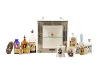 An Oak Shaving Stand and Emil J. Paidar Company Counter-Top Apothecary Cabinet