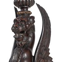 A Victorian Carved Walnut Griffin Pedestal
