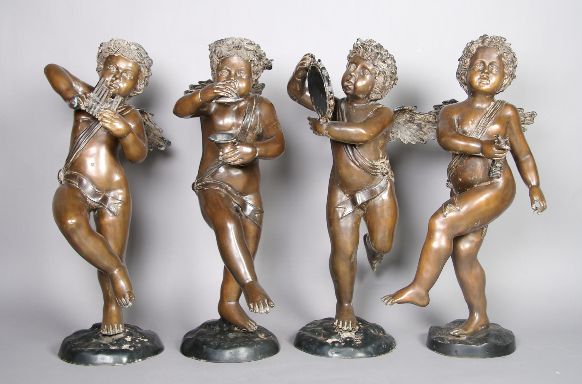 A Set of Four Italian Bronze Figures, Height 33 inches.