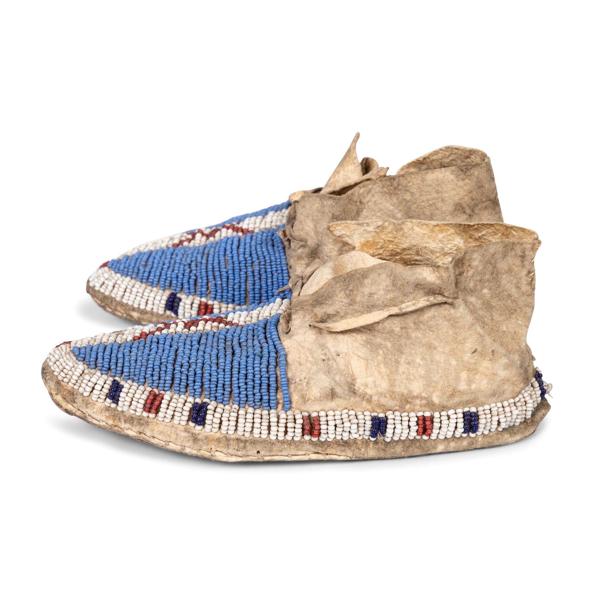 Sioux Child's Beaded Hide Moccasins