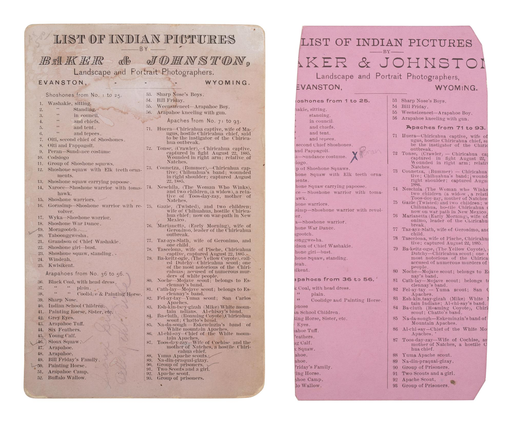 [NATIVE AMERICANS]. 4 photographs of Native Americans, incl. Shoshone and Sioux subjects.