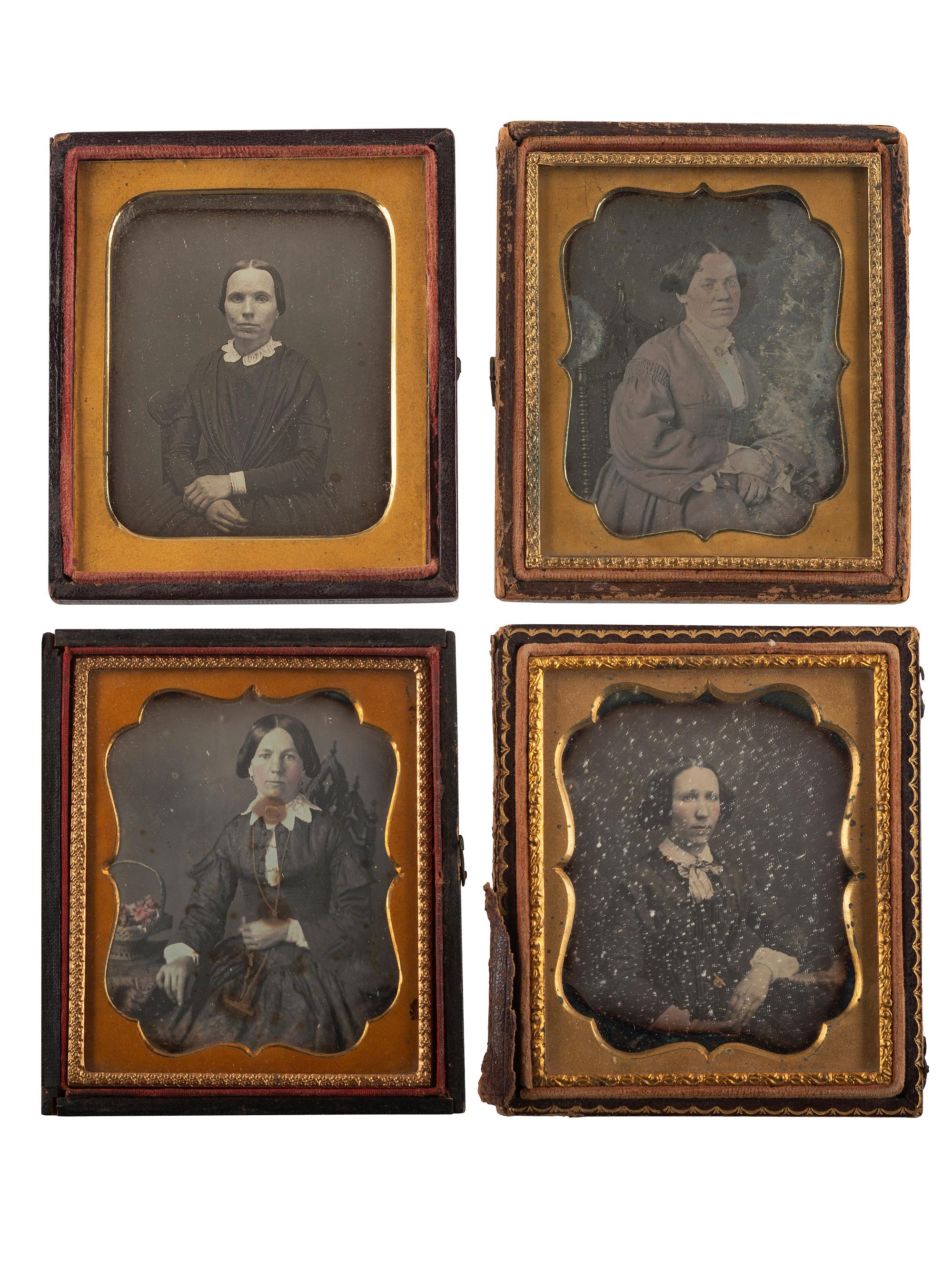[EARLY PHOTOGRAPHY]. A collection of 19 daguerreotypes of middle aged women, including: