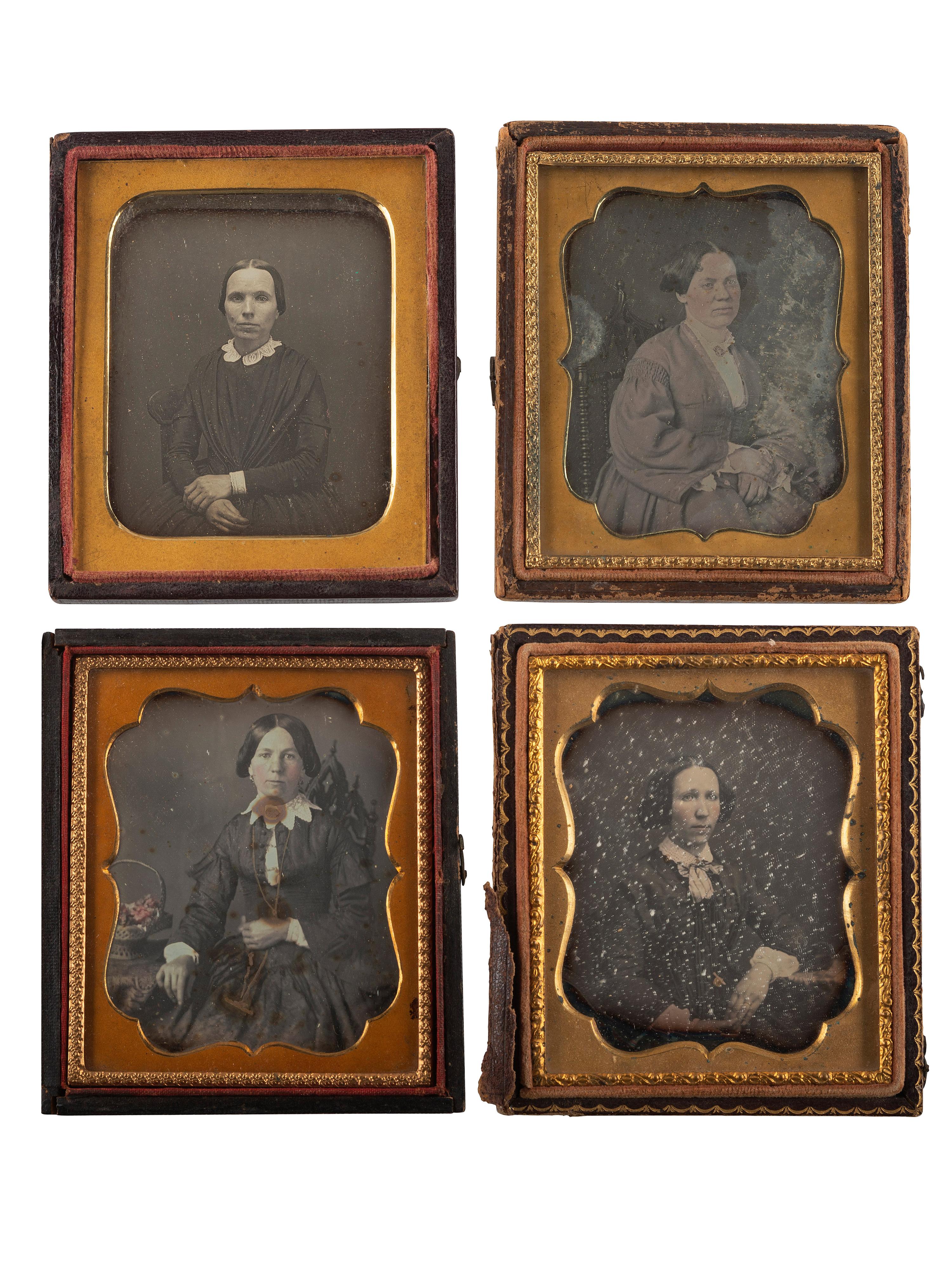 [EARLY PHOTOGRAPHY]. A collection of 19 daguerreotypes of middle aged women, including: