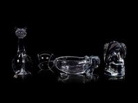Three Glass Paperweights and a Dish