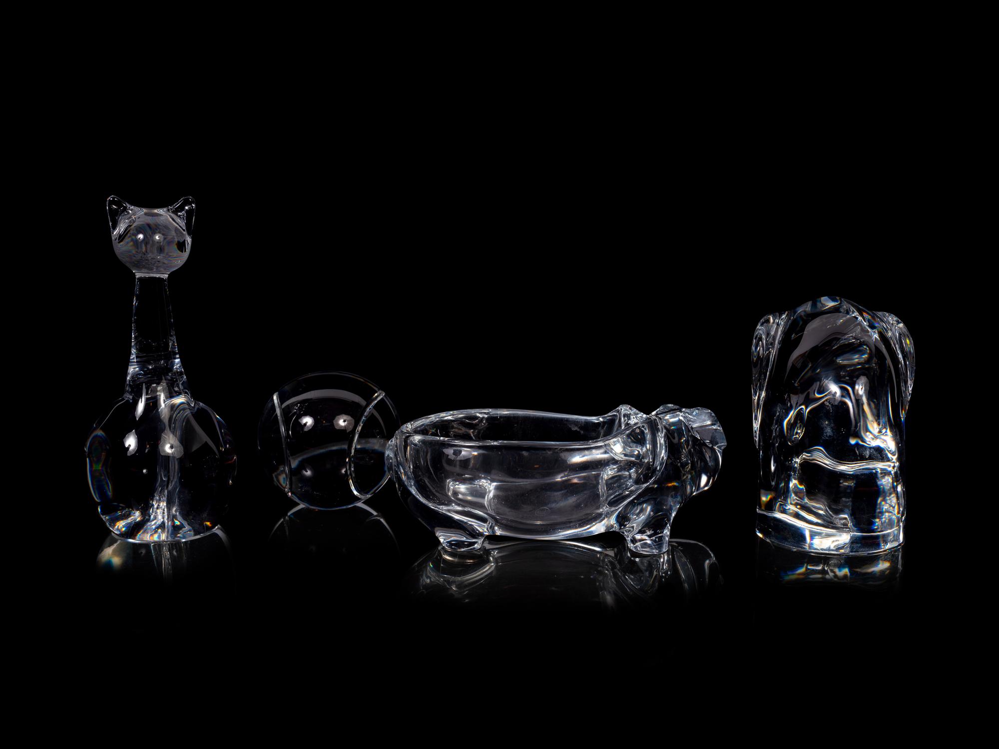 Three Glass Paperweights and a Dish