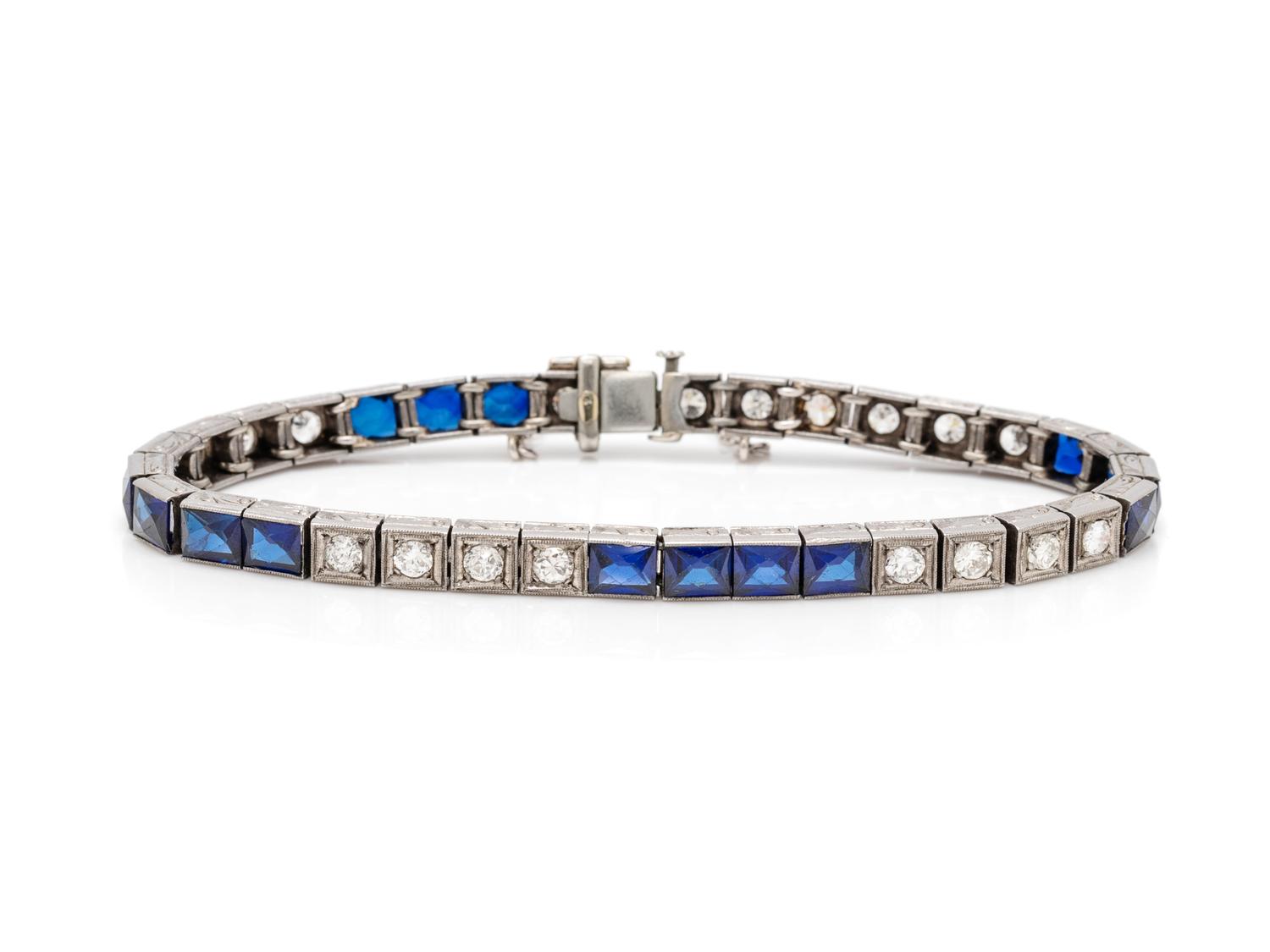 DIAMOND AND SYNTHETIC SAPPHIRE BRACELET
