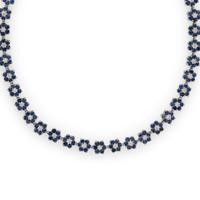 Diamond. Sapphire, and White Gold Flower Necklace