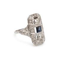 DIAMOND AND SYNTHETIC SAPPHIRE RING