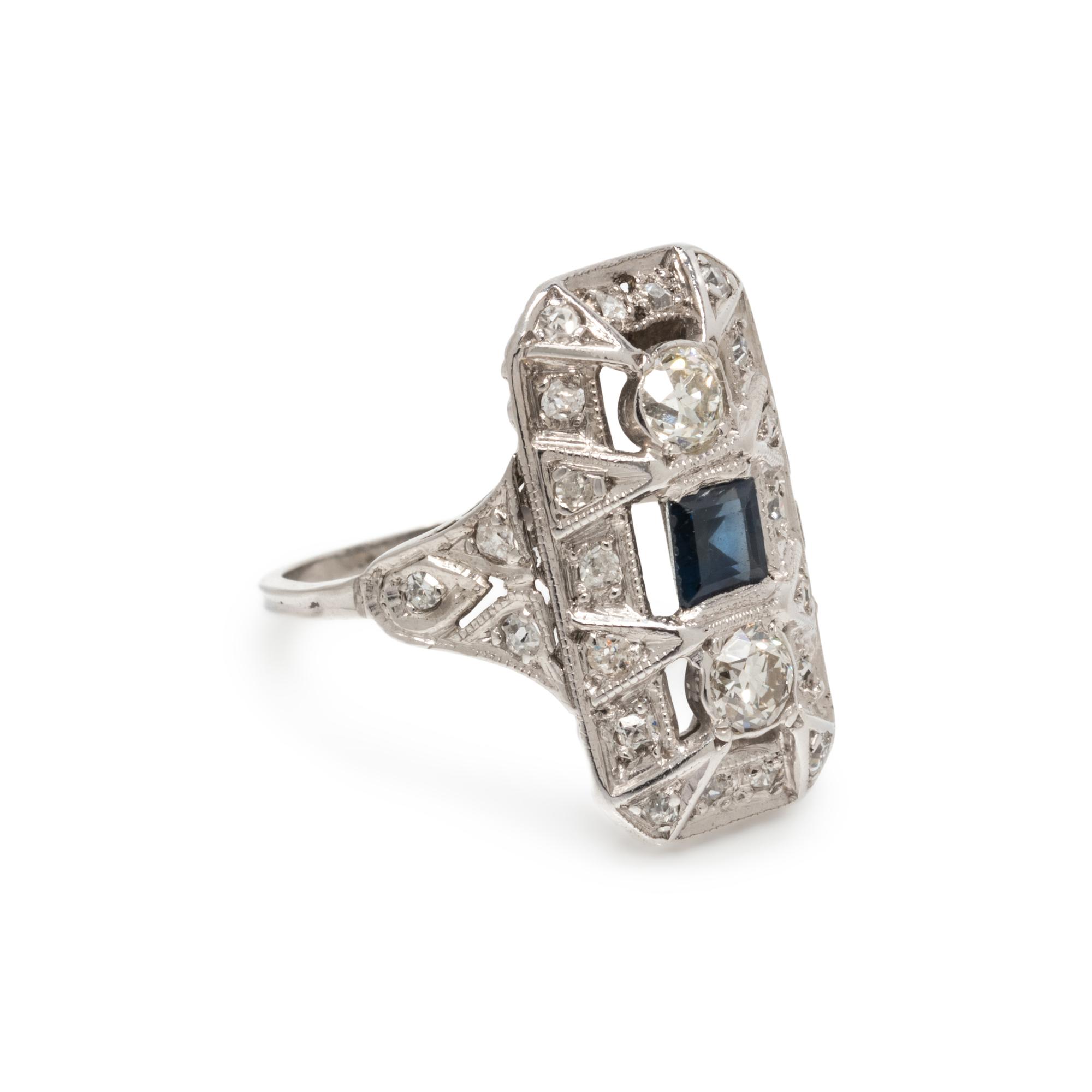 DIAMOND AND SYNTHETIC SAPPHIRE RING