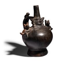 A Sican Blackware Stirrup Vessel