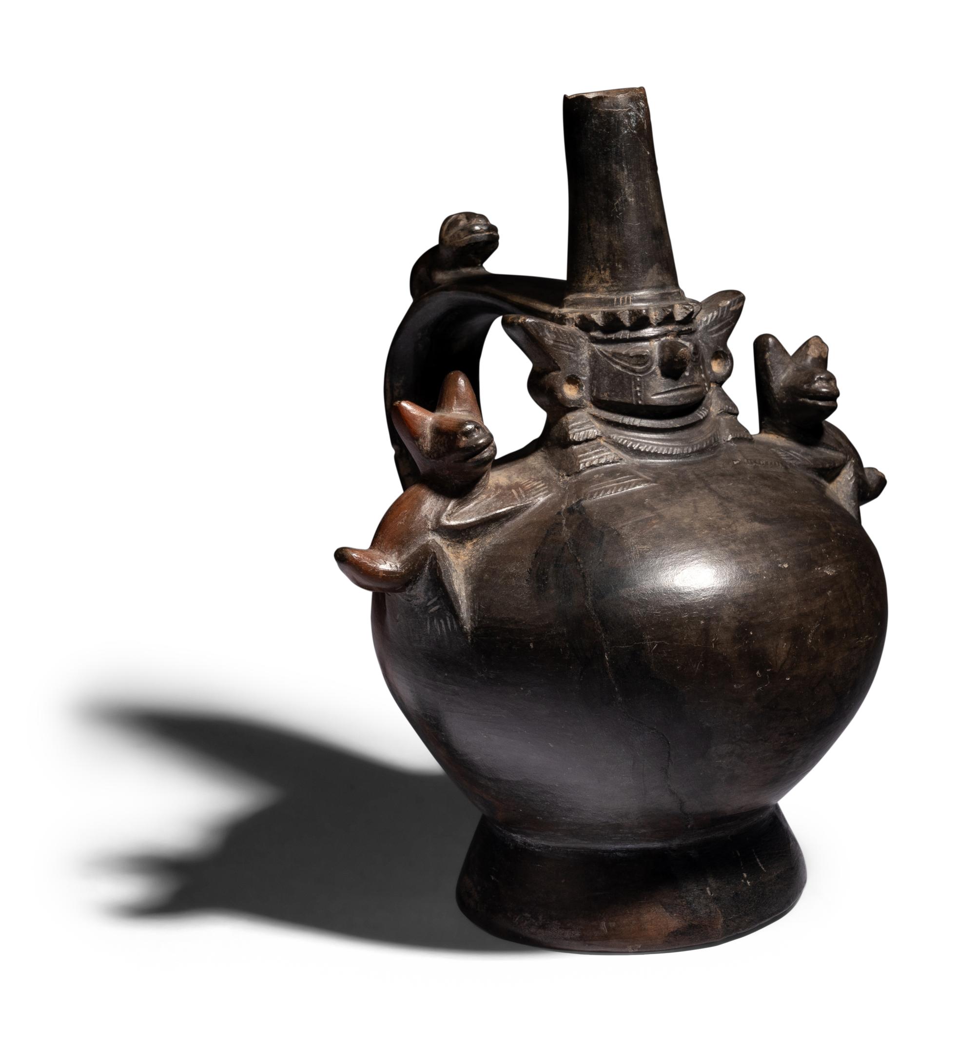 A Sican Blackware Stirrup Vessel