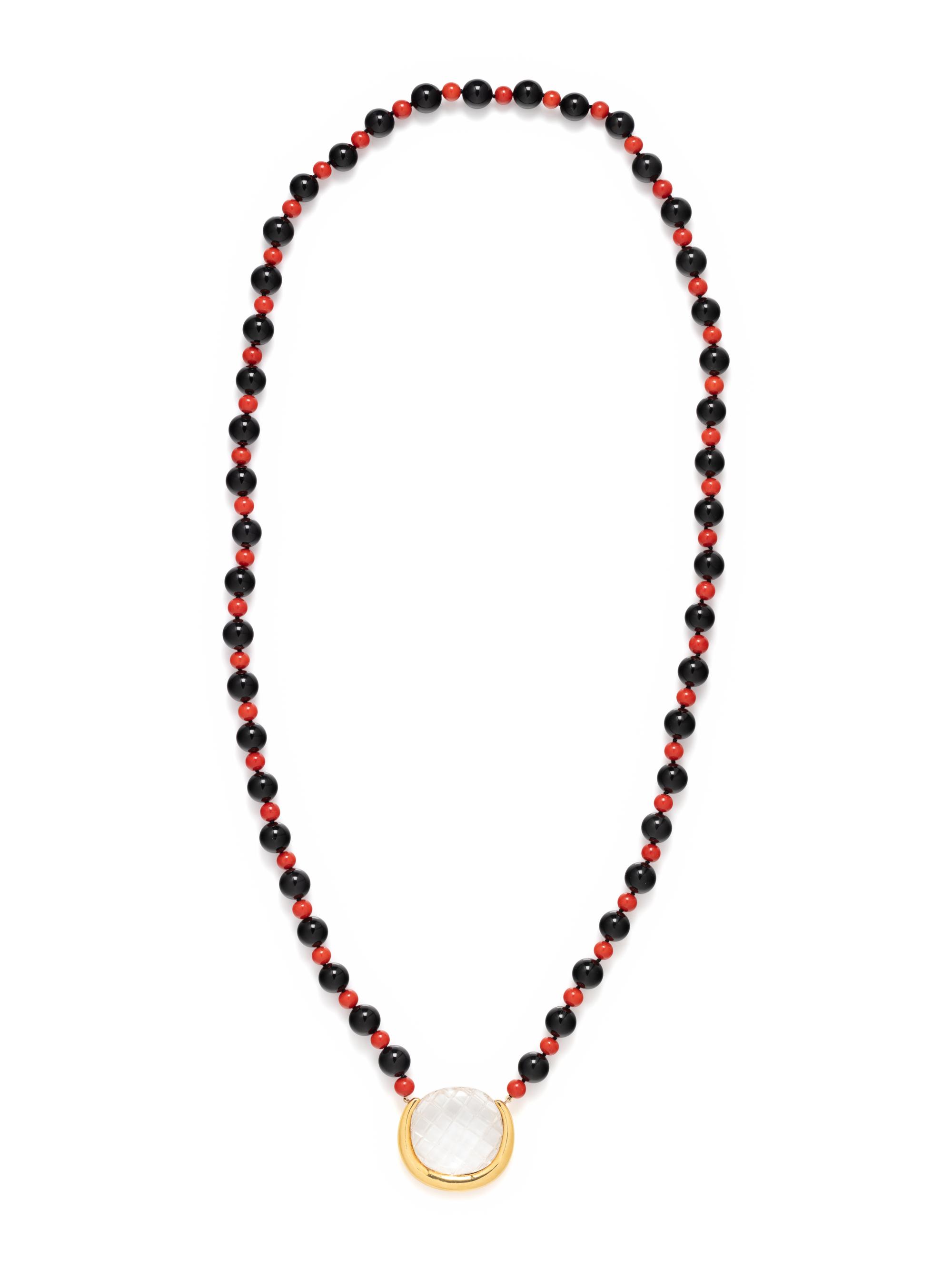 ALDO CIPULLO, YELLOW GOLD AND MULTIGEM BEAD NECKLACE