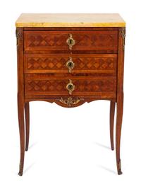 A Louis XV/XVI Transitional Style Parquetry Petit Commode