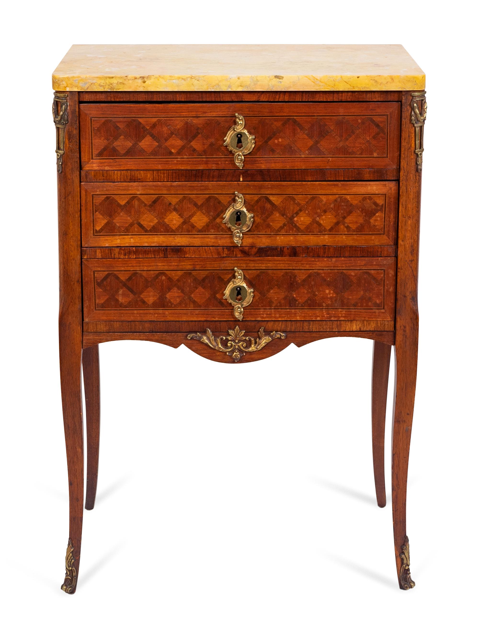 A Louis XV/XVI Transitional Style Parquetry Petit Commode