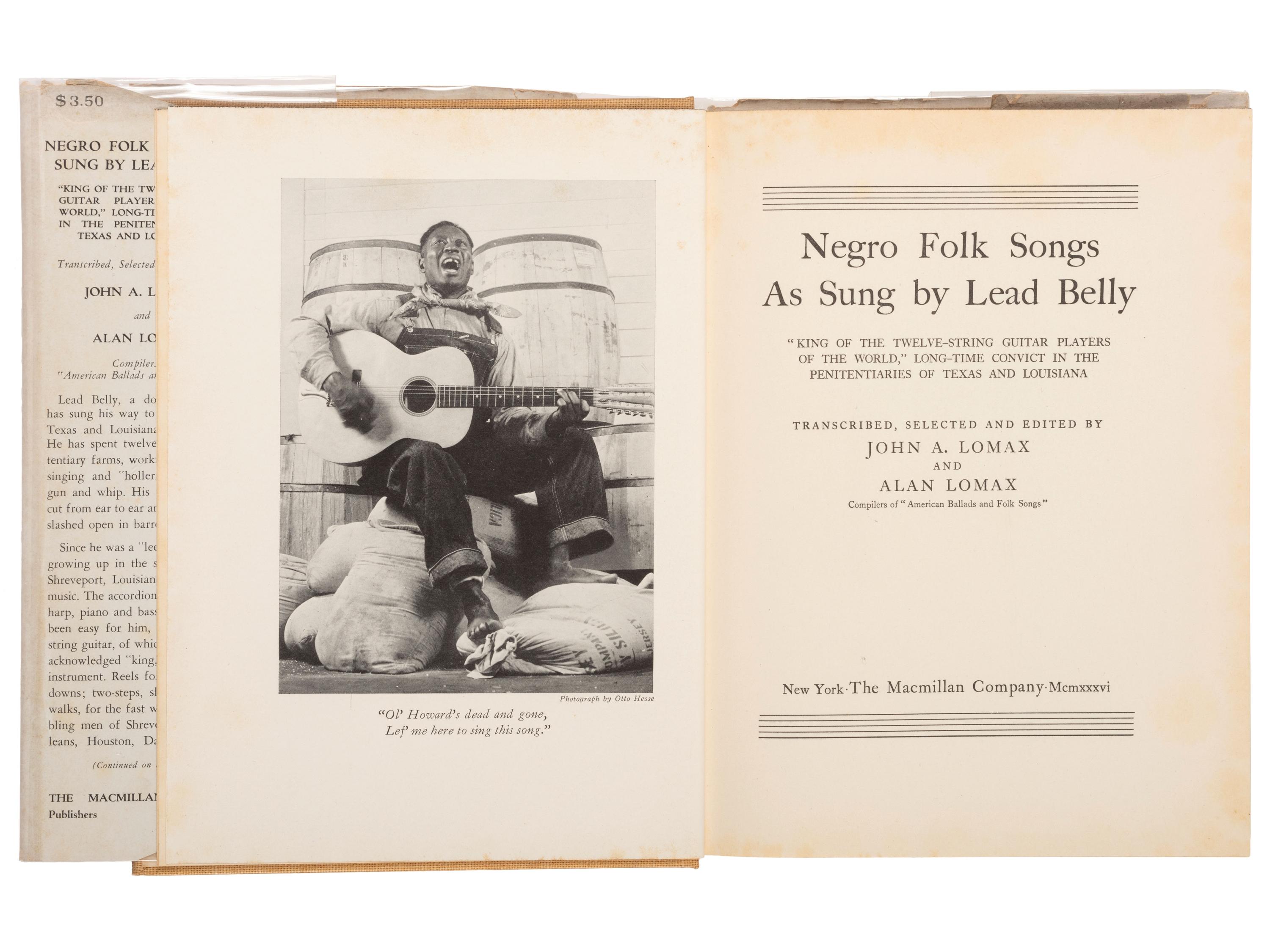 [MUSIC]. LOMAX, John A. and LOMAX, Alan. Negro Folk Songs as Sung by Lead Belly. New York, 1936.