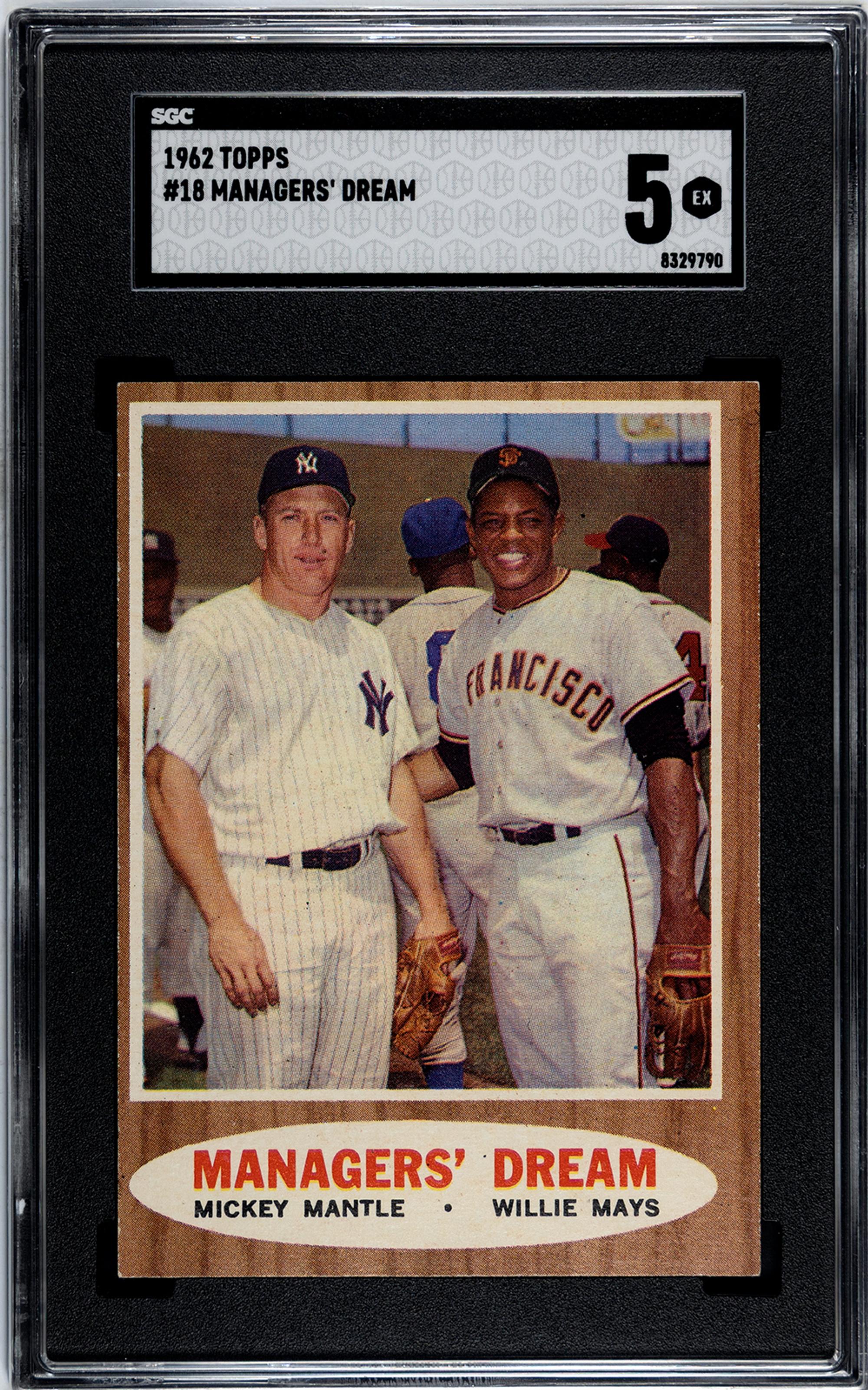 A 1962 Topps Mickey Mantle and Willie Mays Managers' Dream Baseball Card No. 18 (SGC 5 EX)