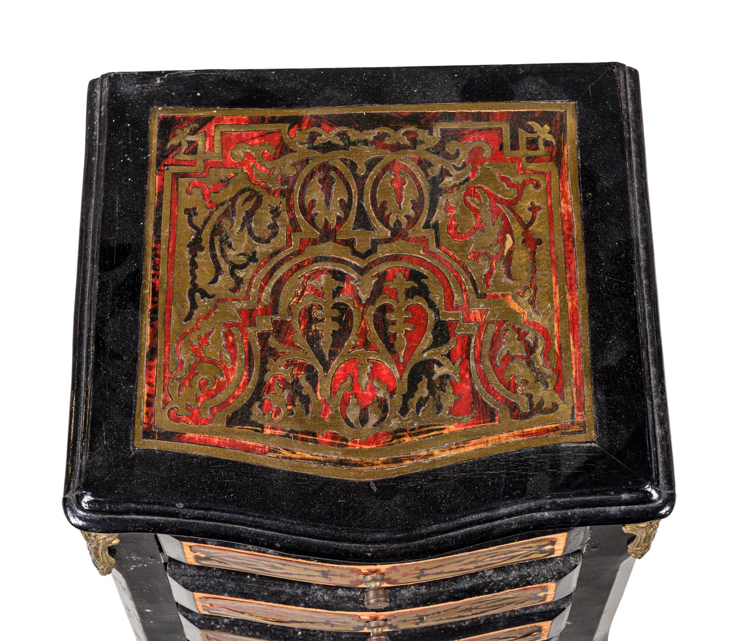 A Napoleon III Style Brass Inlaid Simulated Tortoise Chest