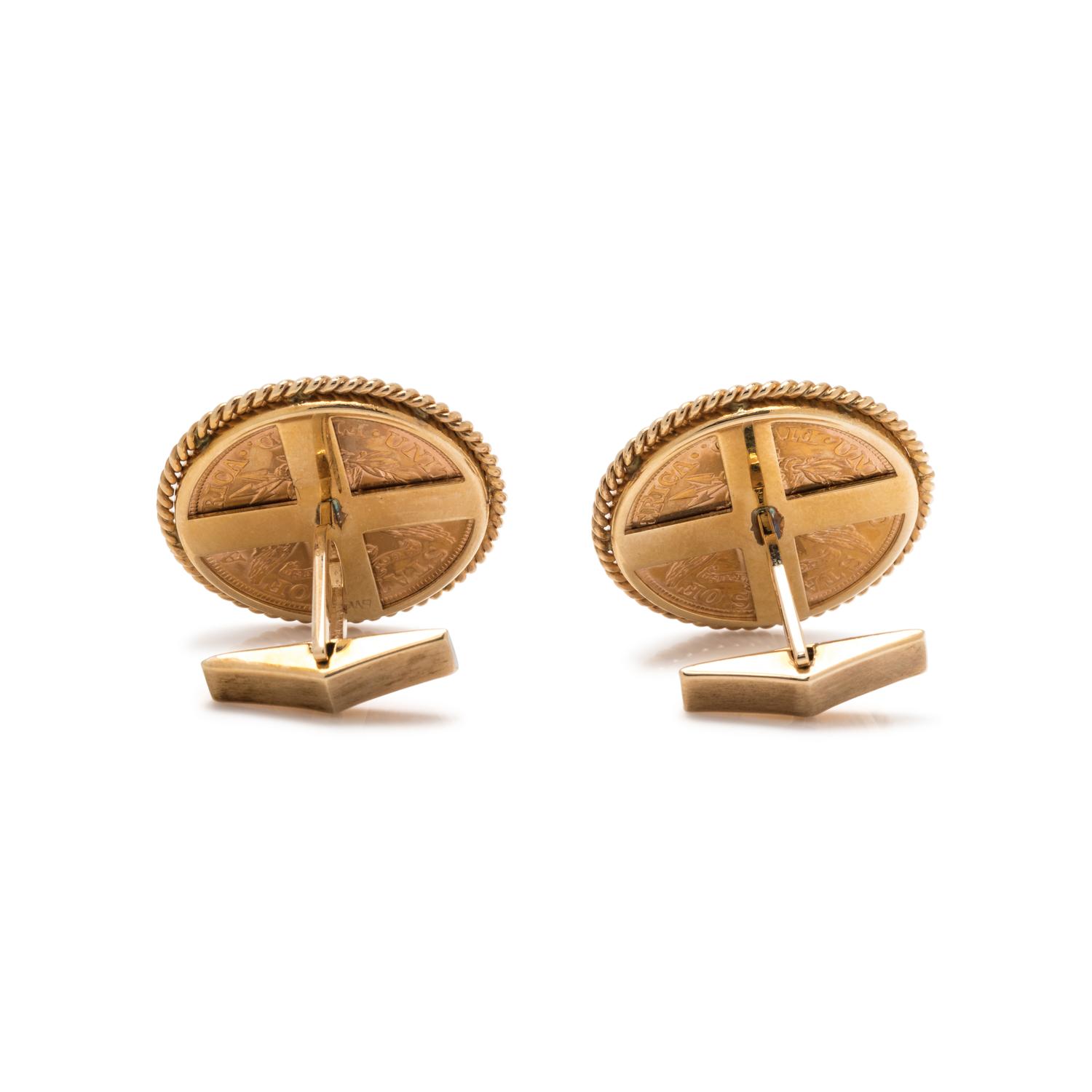 YELLOW GOLD AND COIN CUFFLINKS