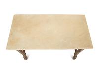 A Swedish Carved and Painted Oak White Marble Top Table — 19th/20th Century
