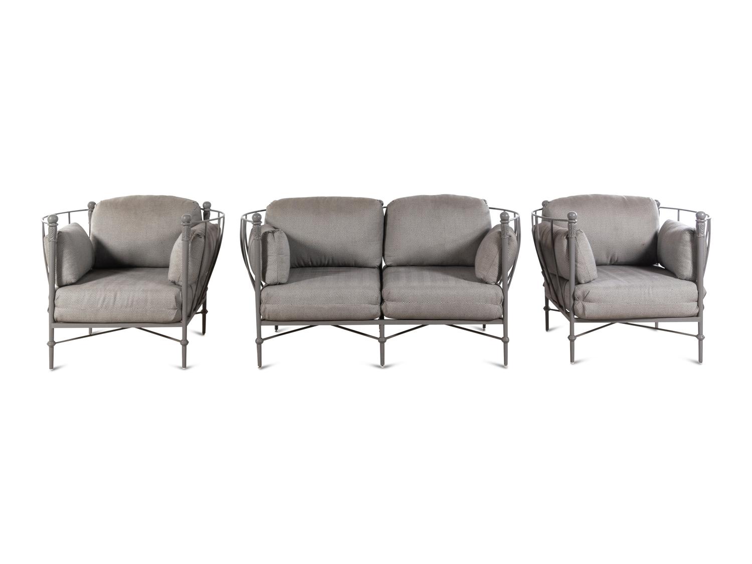 A Set of Painted Metal Patio Furniture