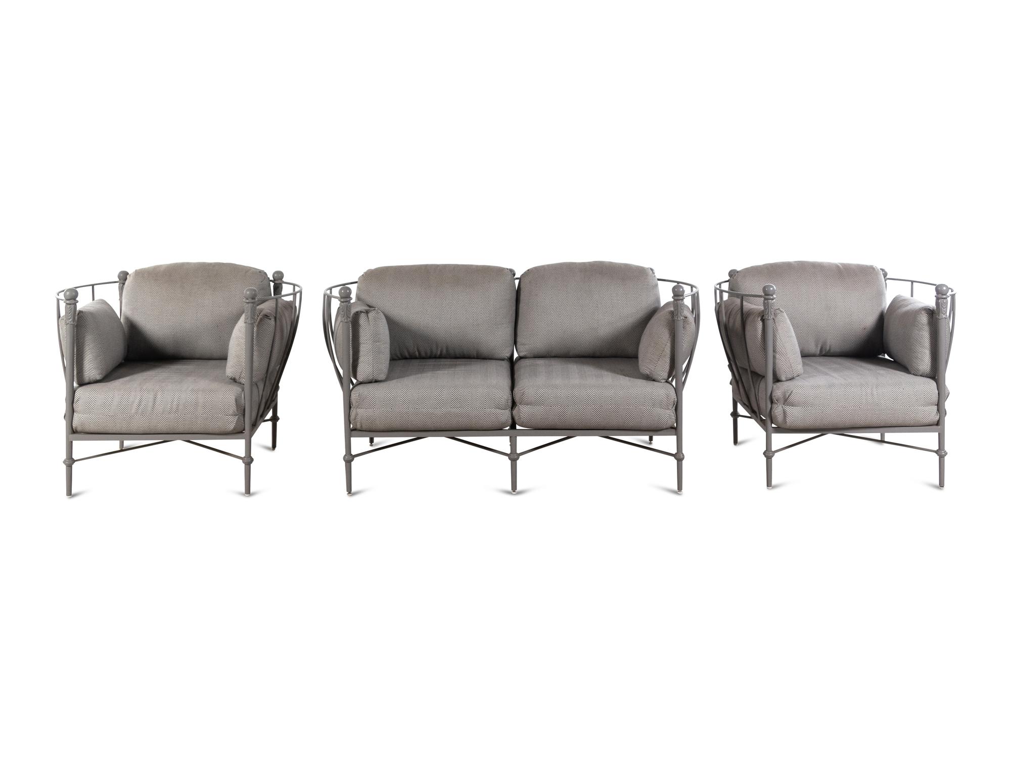 A Set of Painted Metal Patio Furniture