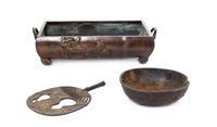 Two Japanese Bronze Articles 12 1/2 x 3 1/4 x 8 inches.