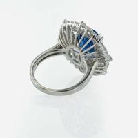 A 14K White Gold, Sapphire, and Diamond Ring
