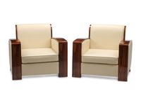 A Pair of Art Deco Style Upholstered Lounge Chairs